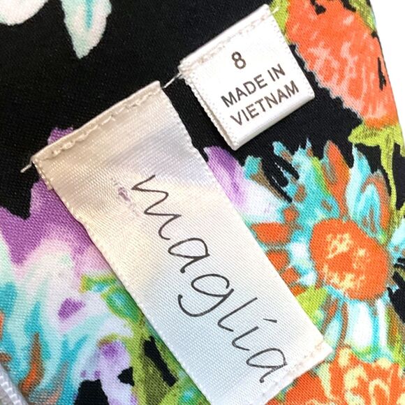 MAGLIA DRESS Women’s Size 8 Multi-Colored Pockets Sheath Floral Print Zip Back - Picture 2 of 8